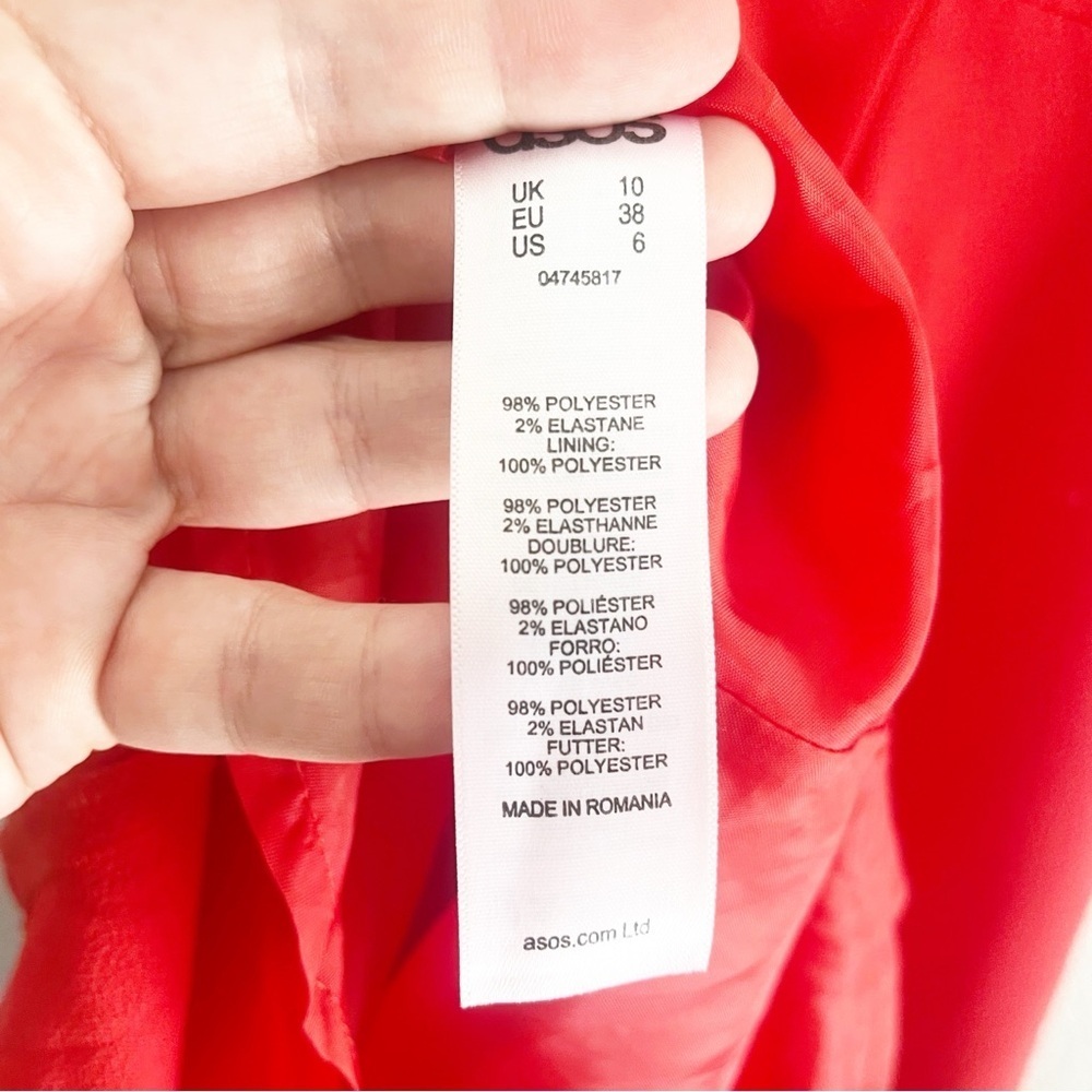 ASOS Red Mini Dress V Neck and Back Fit and Flare Size 6 - Picture 10 of 11